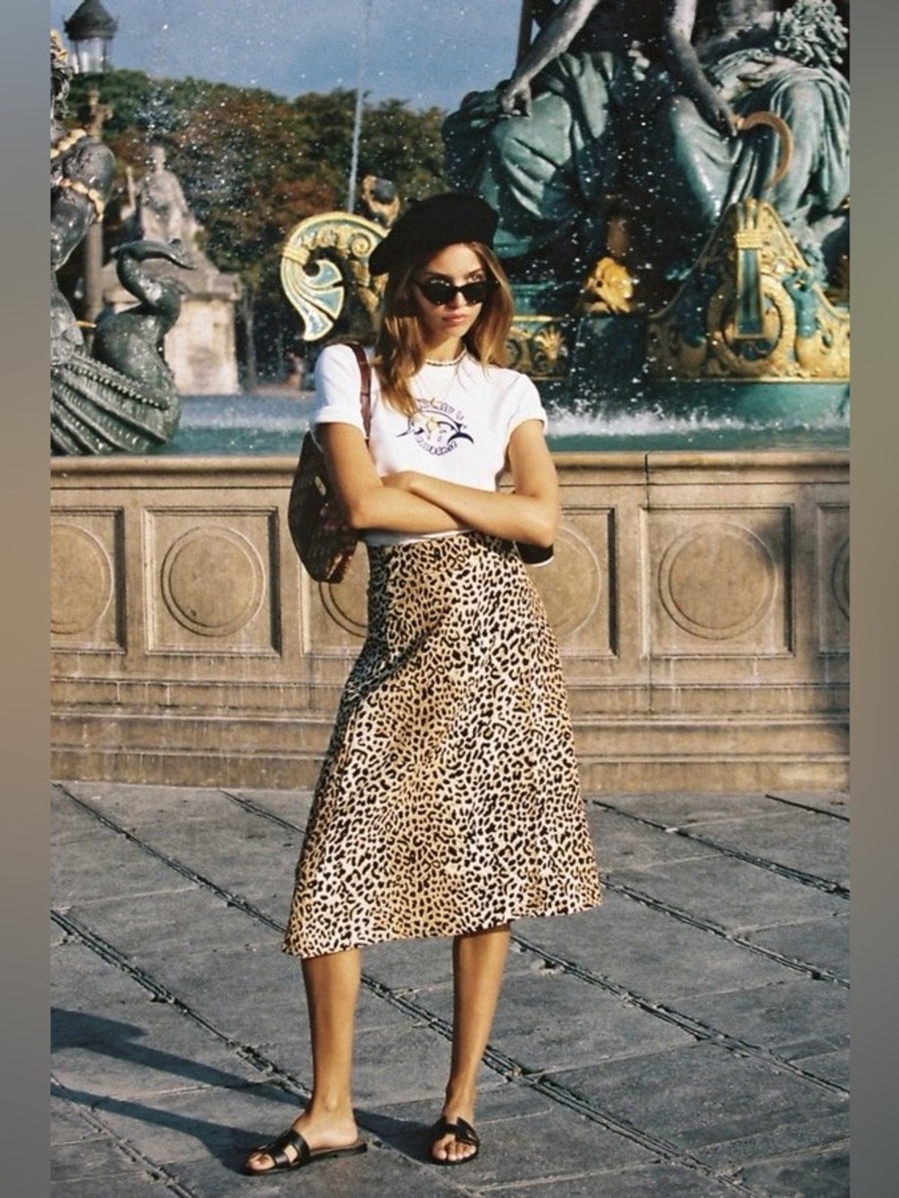 Faithful the Brand Animal print Valois Leopard cheetah a line midi skirt large